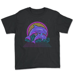 Dolphins Vaporwave Style Art Aesthetic 80’s & 90’s design Youth Tee - Black