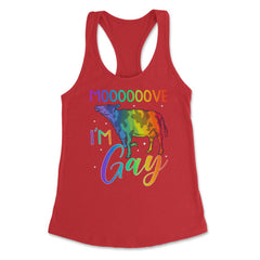 Mooooove I’m Gay Cow Gay Pride LGBTQ Rainbow Flag design Women's - Red