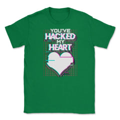 Hacked Heart Computer Geek Valentine Unisex T-Shirt - Green