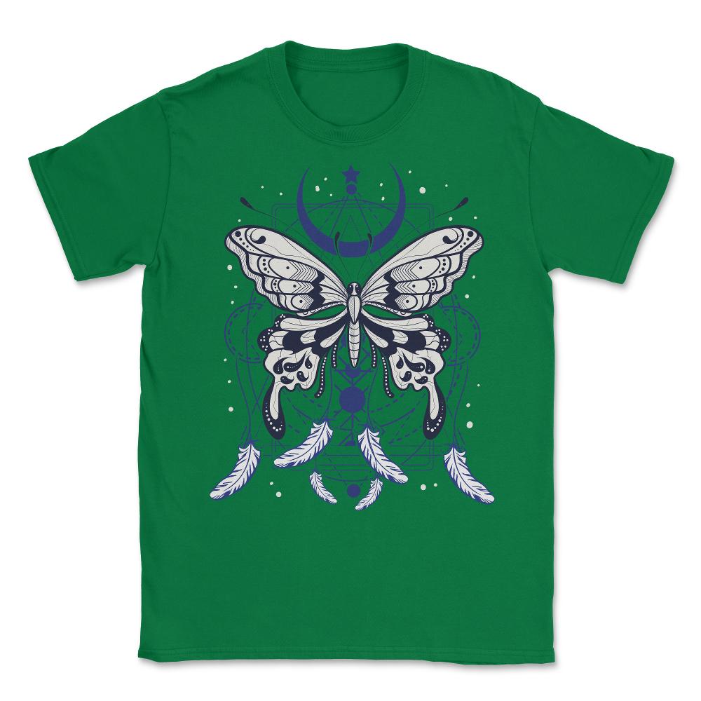 Butterfly Dreamcatcher Boho Mystical Esoteric Art print Unisex T-Shirt - Green