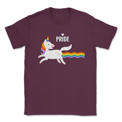 Rainbow Unicorn Gay Pride Month t-shirt Shirt Tee Gift Unisex T-Shirt - Maroon