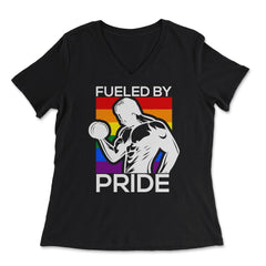 Fueled by Pride Gay Pride Iron Guy Gift graphic - Women's V-Neck Tee - Black