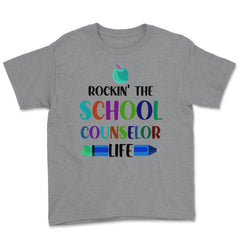 Funny Rockin' The School Counselor Life Pencil Apple Gag design Youth - Grey Heather