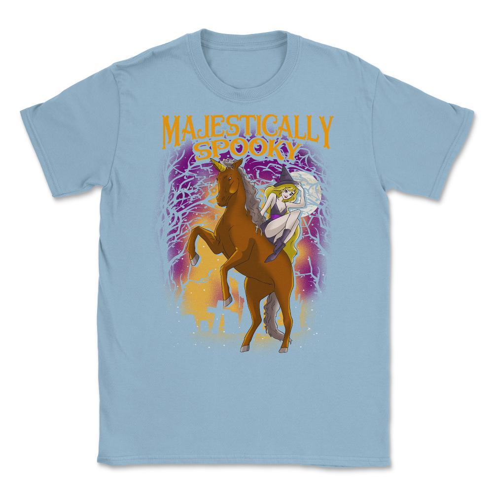 Majestically Spooky Witch & Unicorn Halloween Funn Unisex T-Shirt - Light Blue