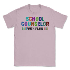 Funny School Counselor With Flair Crayons Guidance Counselor graphic - Light Pink