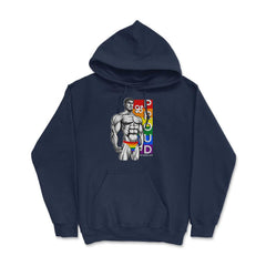 Proud of Who I am Gay Pride Muscle Man Gift graphic Hoodie - Navy