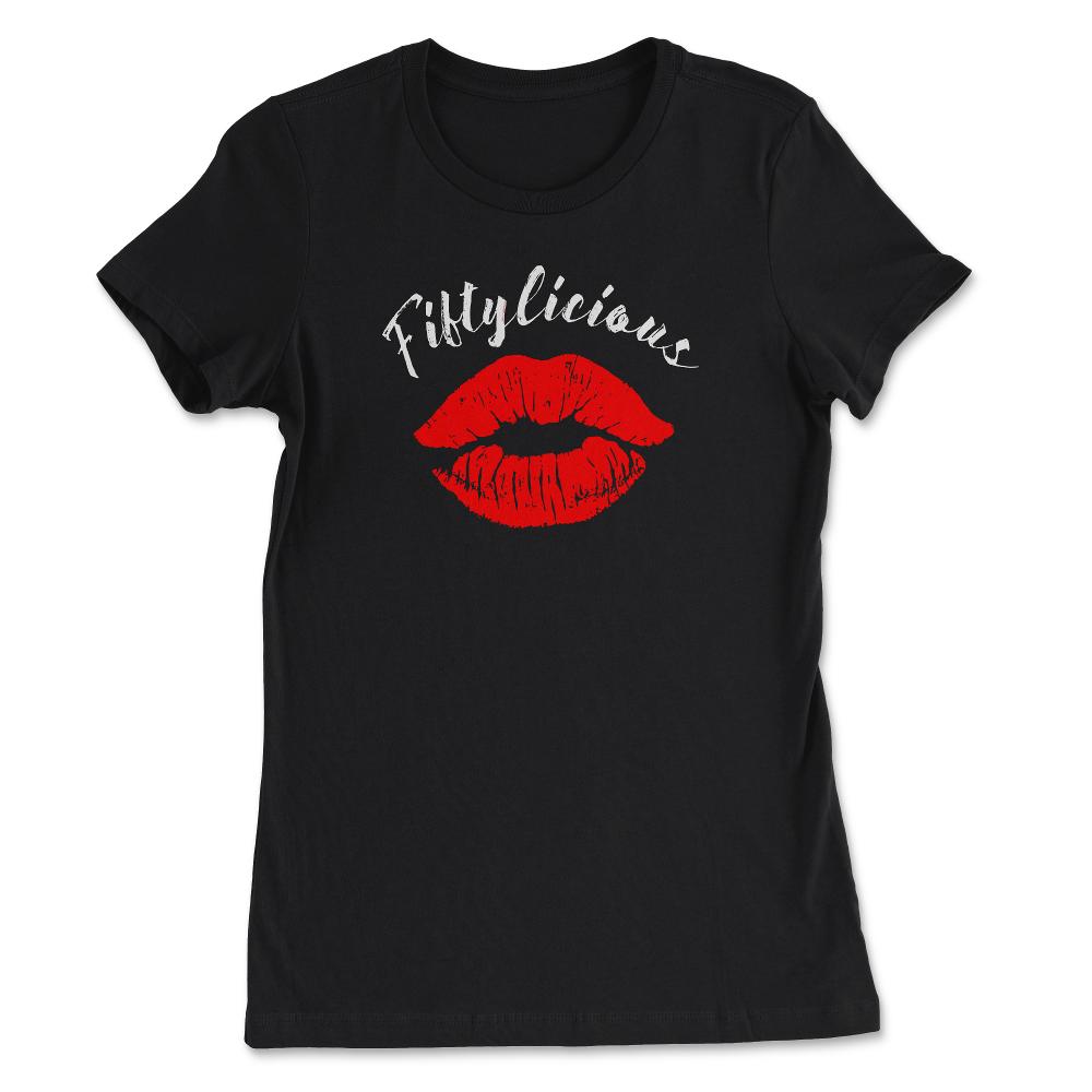 Funny Fiftylicious 50th Birthday Kissing Lips 50 Years Old product - Women's Tee - Black
