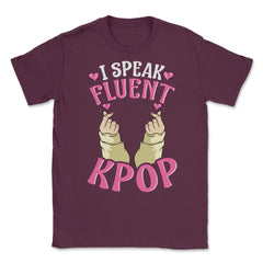 I speak Fluent K-Pop Korean Love Sign Fingers for Music Fans print - Maroon