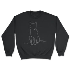 Outline Sitting Kitten Theme Design for Line Art Lovers graphic - Unisex Sweatshirt - Black