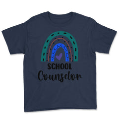 School Counselor Cute Rainbow Colorful Career Profession graphic - Navy