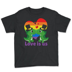 Love Is Us Kawaii Gay Dinosaurs Grooms LGBTQ Pride design Youth Tee - Black