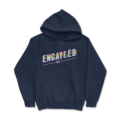 Engayged Rainbow Flag Gay Pride Engaged Design product Hoodie - Navy