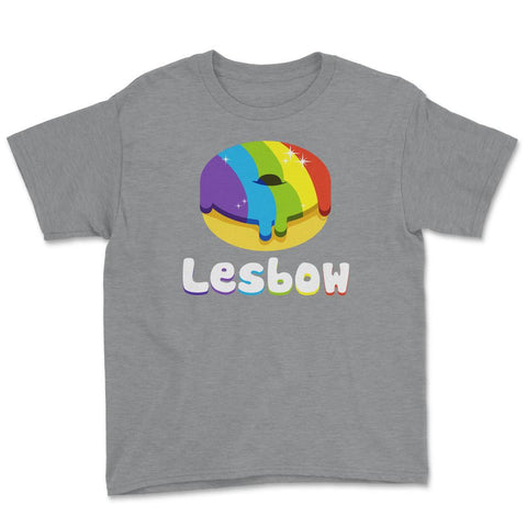Lesbow Rainbow Donut Gay Pride Month t-shirt Shirt Tee Gift Youth Tee - Grey Heather