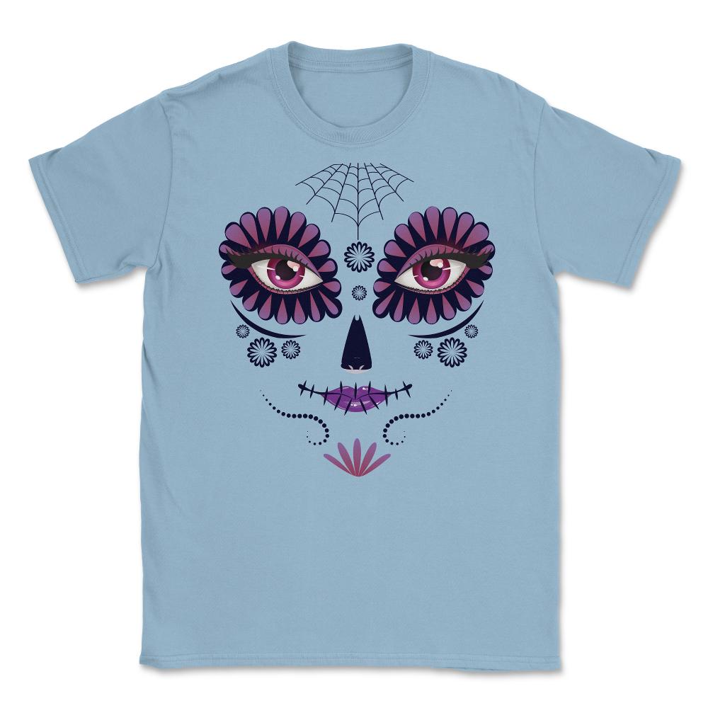Day of the death girl face T Shirt Costume Tee Unisex T-Shirt - Light Blue