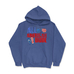 All American Dude Patriotic USA Flag Grunge Style design Hoodie - Royal Blue