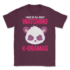 Cute Panda K-Drama Funny Korean graphic Unisex T-Shirt - Maroon