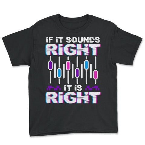 Faders Glitched Style For Music Producer print Youth Tee - Black