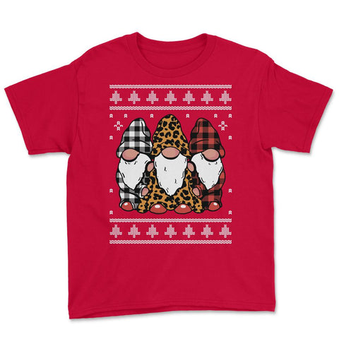 Christmas Gnomes Ugly XMAS design style Funny product Youth Tee - Red