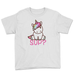 Sup? Unicorn Cute Funny graphic print Gift Youth Tee - White