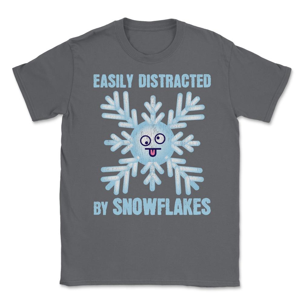 Easily Distracted By Snowflakes Meme Grunge design Unisex T-Shirt - Smoke Grey