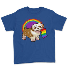 Funny Shih Tzu Dog Rainbow Pride design Youth Tee - Royal Blue