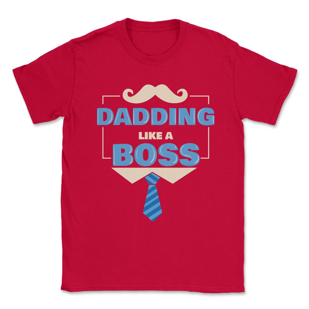 Dadding like a Boss Funny Colorful Text Quote & Moustache graphic - Red