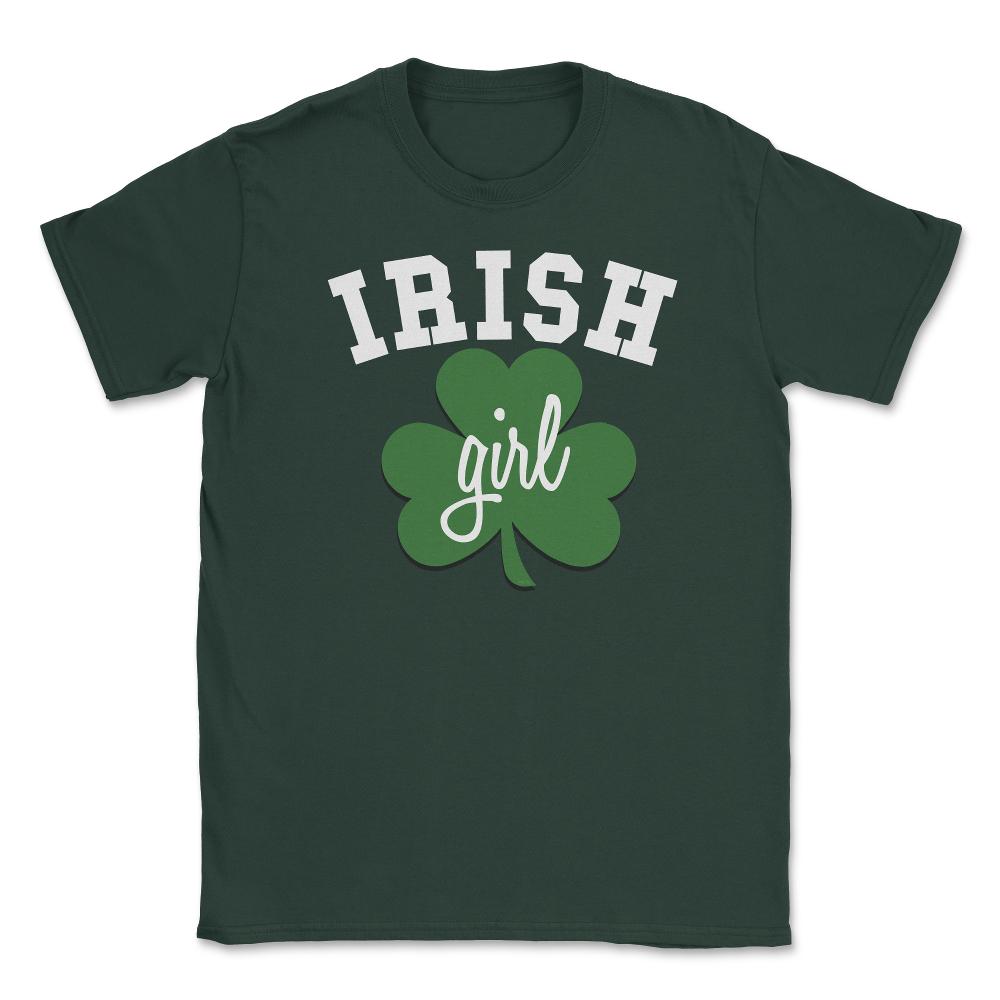 Irish Girl Saint Patricks Day Celebration Unisex T-Shirt - Forest Green
