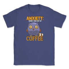 Owl and Coffee Funny Humor graphic Unisex T-Shirt - Purple