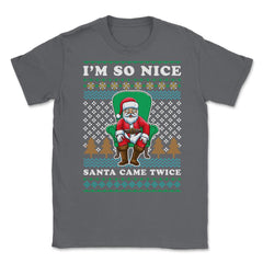 Santa Ugly Christmas Sweater Funny Unisex T-Shirt - Smoke Grey