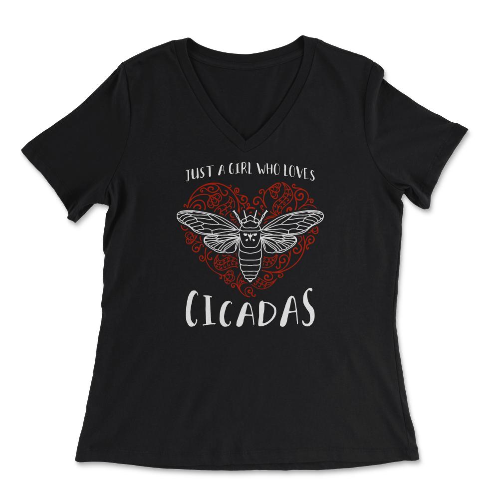 Just a Girl Who Loves Cicadas Artsy Heart Design product - Women's V-Neck Tee - Black
