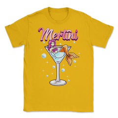 Martini Glass With Mermaid Pun Mertini Bartender Drink graphic Unisex - Gold