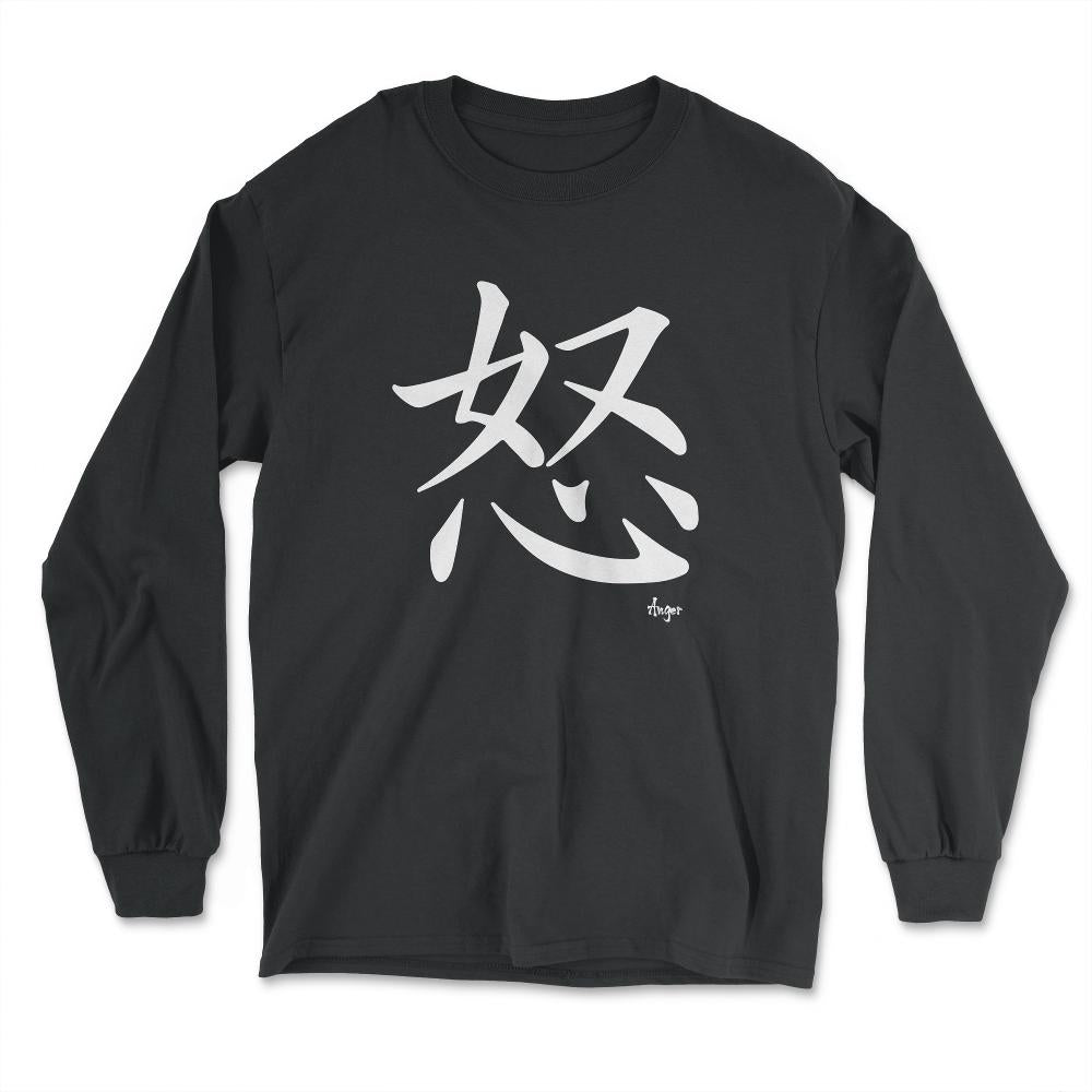Anger Kanji Japanese Calligraphy Symbol design - Long Sleeve T-Shirt - Black