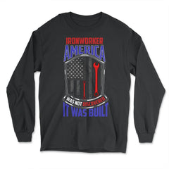 Ironworker American Flag & Wrench Grunge Design Gift print - Long Sleeve T-Shirt - Black