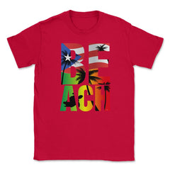 Puerto Rico Flag Beach T Shirt Gifts Shirt Tee  Unisex T-Shirt - Red