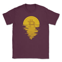Bitcoin Sunrise Theme For Crypto Investors or Traders print Unisex - Maroon