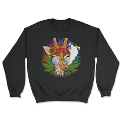 Giraffe Hippie Smoking Marijuana Hilarious Groovy Art design - Unisex Sweatshirt - Black