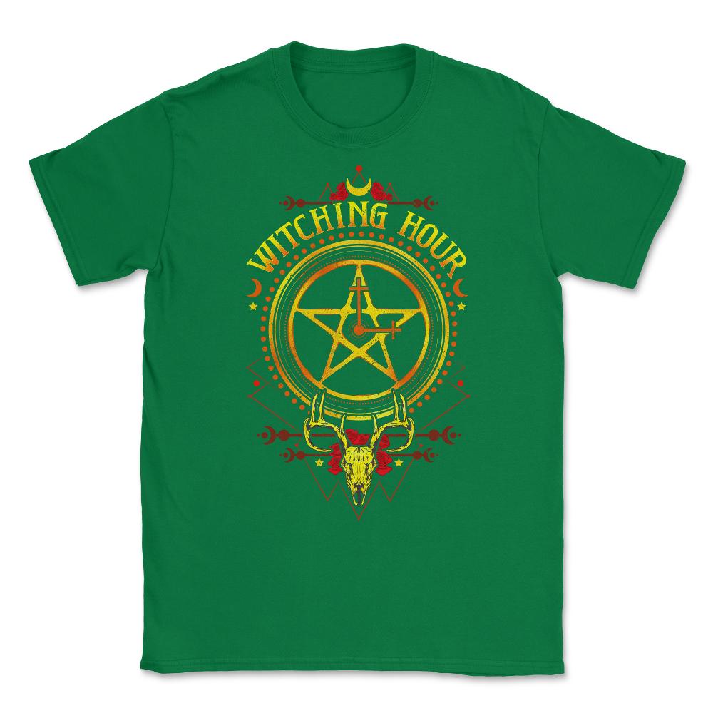 Witching-Hour Pentagram Symbol Halloween Gift Unisex T-Shirt - Green