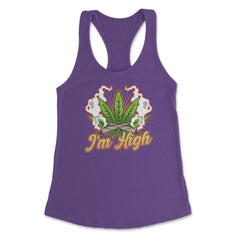 Funny Marijuana I'm High Cannabis Weed Pot Vintage Grunge print - Purple
