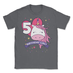 Birthday Girl! Unicorn 5th Birthday graphic design Gifts Unisex - Smoke Grey