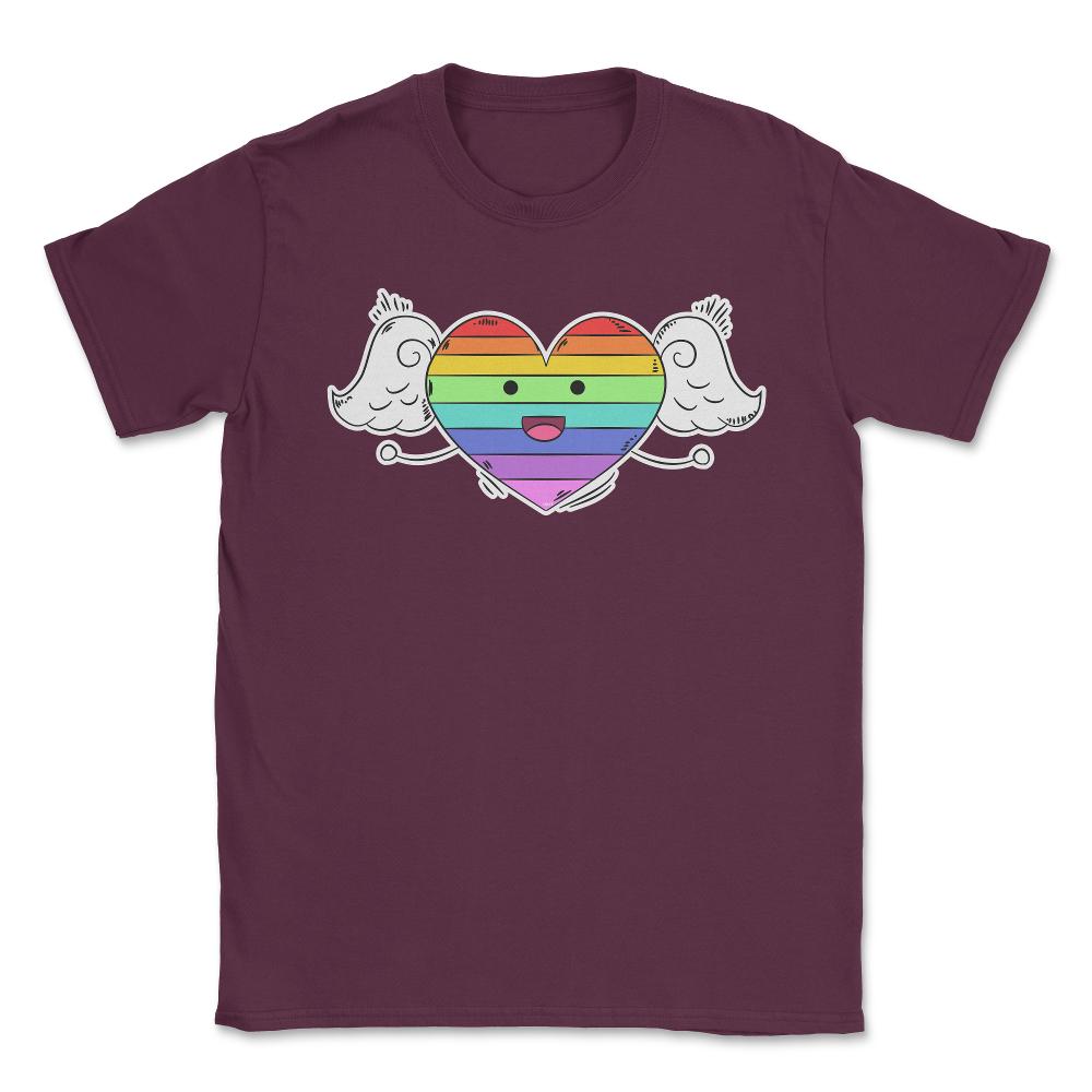 Rainbow Heart Gay Pride Month t-shirt Shirt Tee Gift Unisex T-Shirt - Maroon