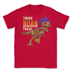 Trick Roar Treat Halloween Funny T-Rex Dinosaur Unisex T-Shirt - Red