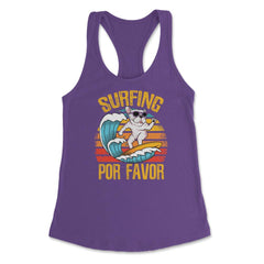 Surfing Por Favor Hilarious Surfer Dog Retro Vintage print Women's - Purple