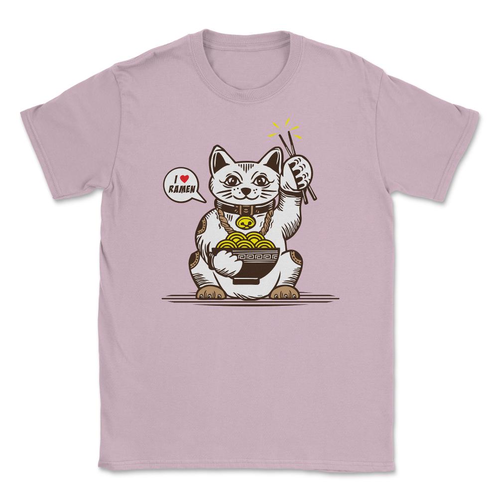 Ramen Lover Cat Funny Gift print Unisex T-Shirt - Light Pink