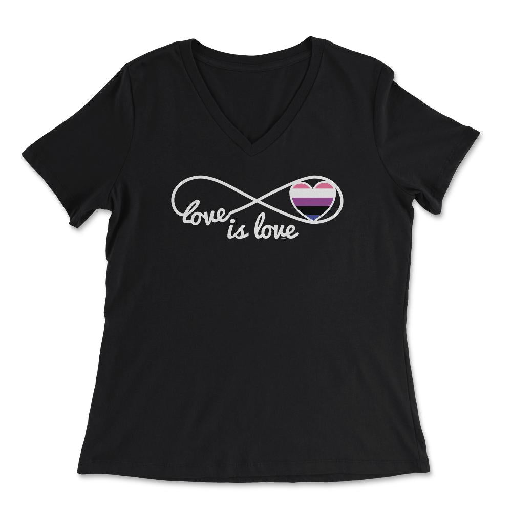 Love is Love Infinity Symbol Genderfluid Pride Gift design - Women's V-Neck Tee - Black
