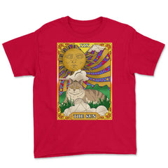 The Sun Cat Arcana Tarot Card Mystical Wiccan design Youth Tee - Red