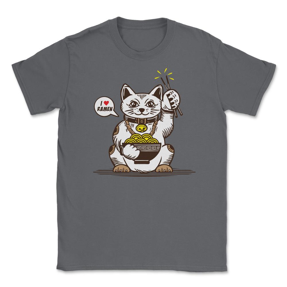 Ramen Lover Cat Funny Gift print Unisex T-Shirt - Smoke Grey