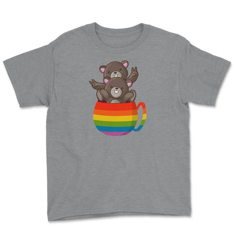 Bear Rainbow Flag Bears Cup Gay Pride graphic Youth Tee - Grey Heather