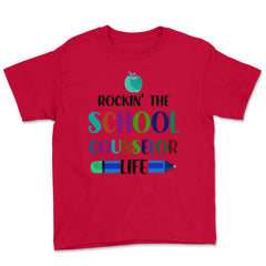 Funny Rockin' The School Counselor Life Pencil Apple Gag design Youth - Red