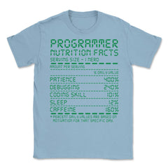 Funny Programmer Nutrition Facts Programing Nerds & Geeks print - Light Blue