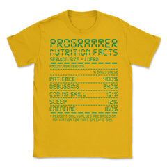 Funny Programmer Nutrition Facts Programing Nerds & Geeks print - Gold